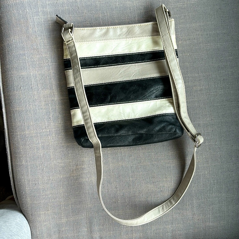 Black White and Brown Striped Purse